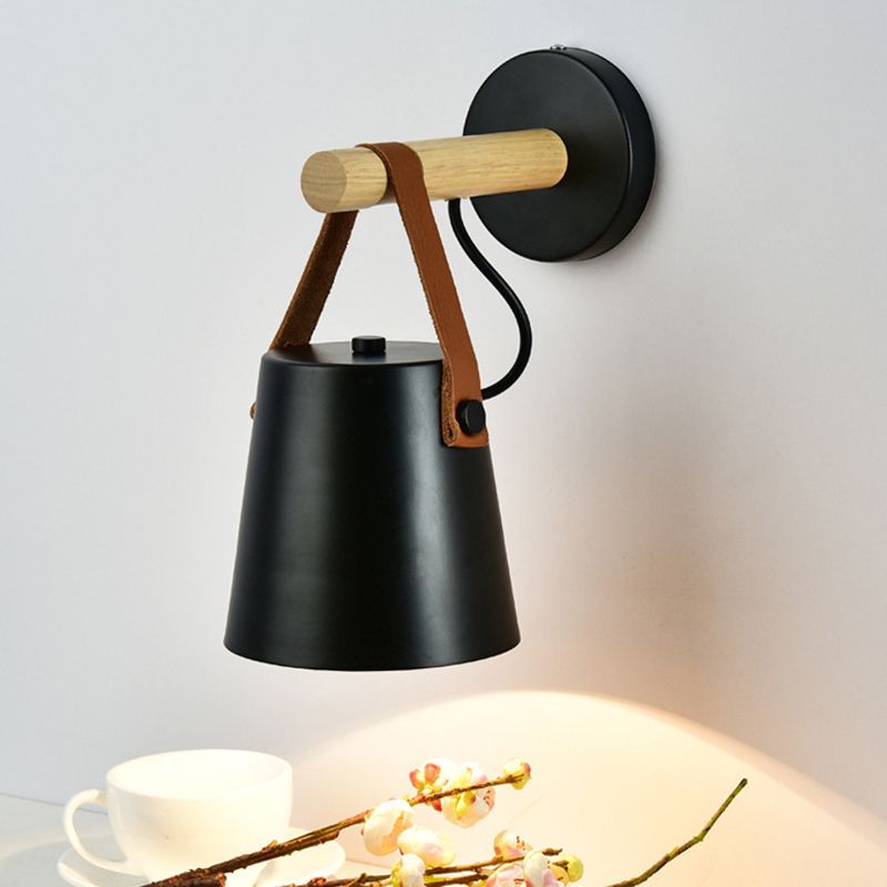 Retro Style Wood Wall Light Bowl Shape 5" Wide Wall Sconce for Living Room