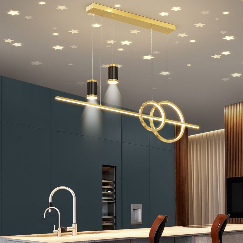 Cilindro de iluminación de la isla contemporánea Metal 5 Pendantes de la Light Island para la cocina