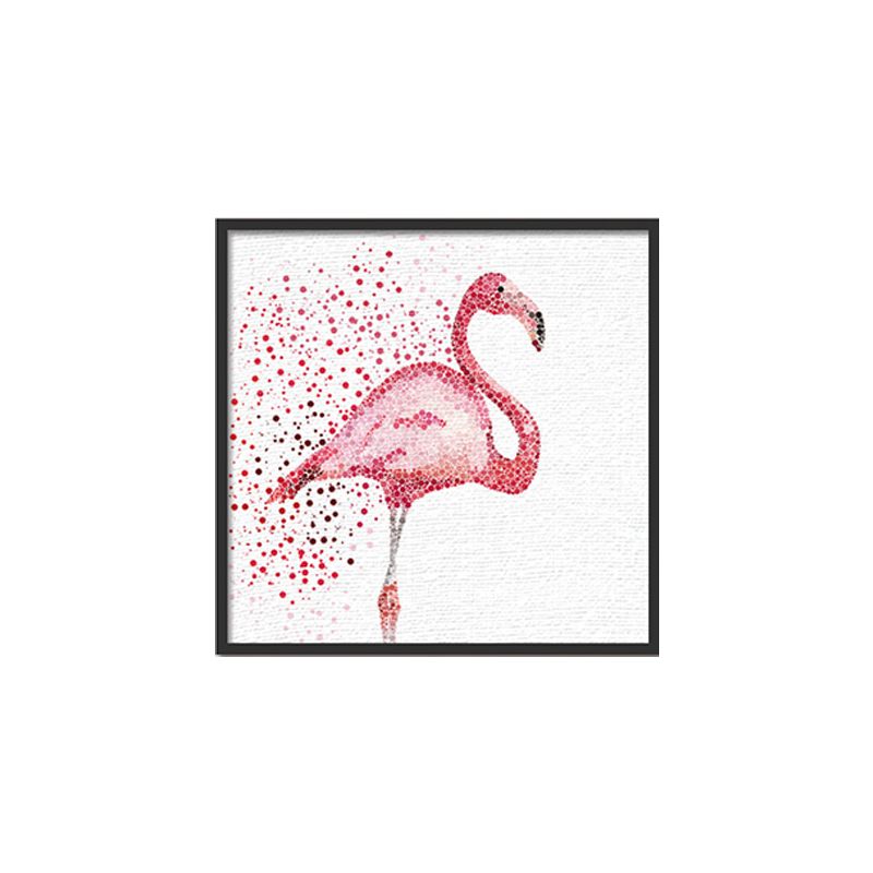Tropical Flamingo Canvas Print in Pink Living Room Wall Art Decor, Textured Surface