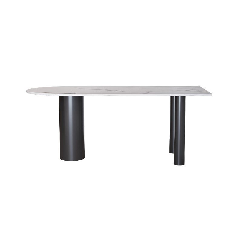 Stone Top Dining Table Traditional Luxury Table with 3 Legs in Black