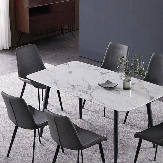 Modern Style Sintered Stone Rectangle Table Set 1/2/5/7 Pieces Dining Set