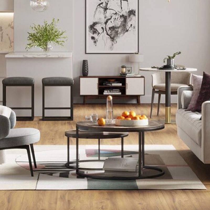 Contemporary Coffee Table Solid Wood Round Coffee Cocktail Table