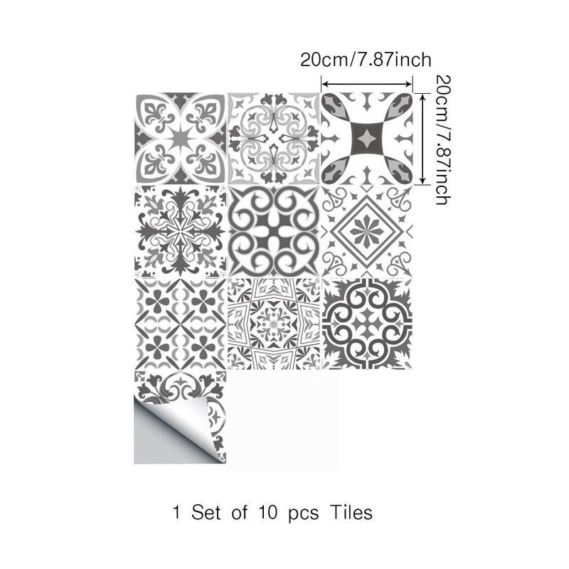 Ethnic Baroque Tiles Wallpaper Panel for Restaurant, Black and White, 8' L x 8" W, Adhesive