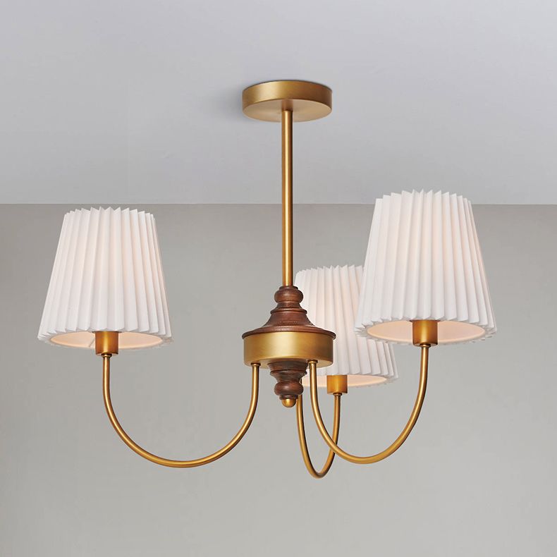 Cone Chandelier Light Traditional 3-Light Suspension Light with Fabric Shade