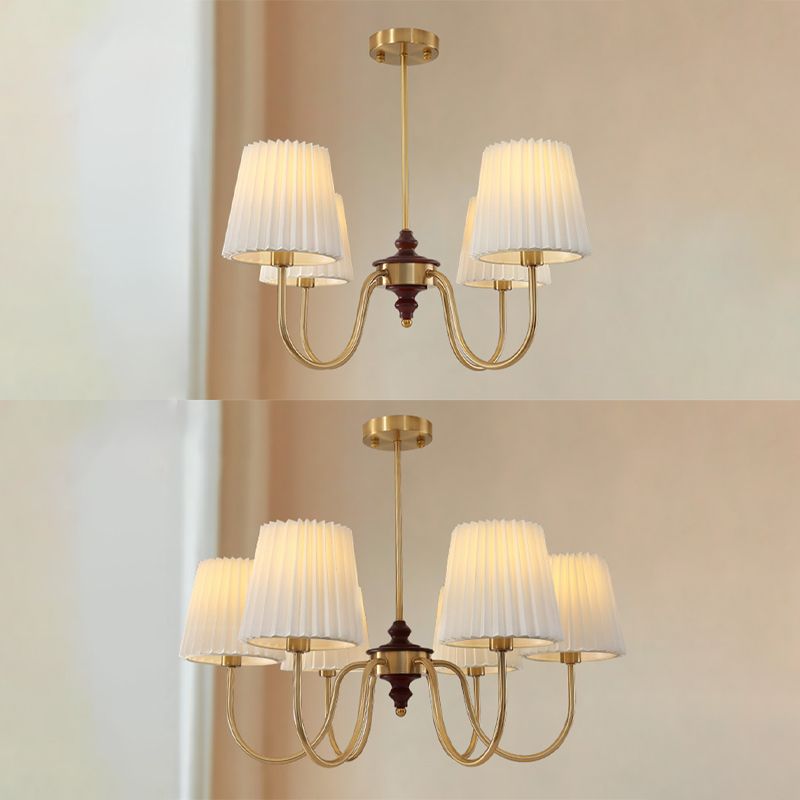 French Style Ceiling Light Cylinder Shape Ceiling Lamp with Fabric Shade for Bedroom