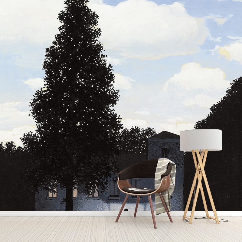 Big Surrealist Wall Covering Murals Black-Blue The Empire of Light Wall Art, Made to Measure