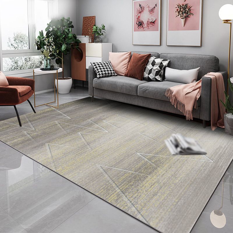 Light Gold Modern Rug Polyester Graphic Rug Washable Rug for Drawing Room