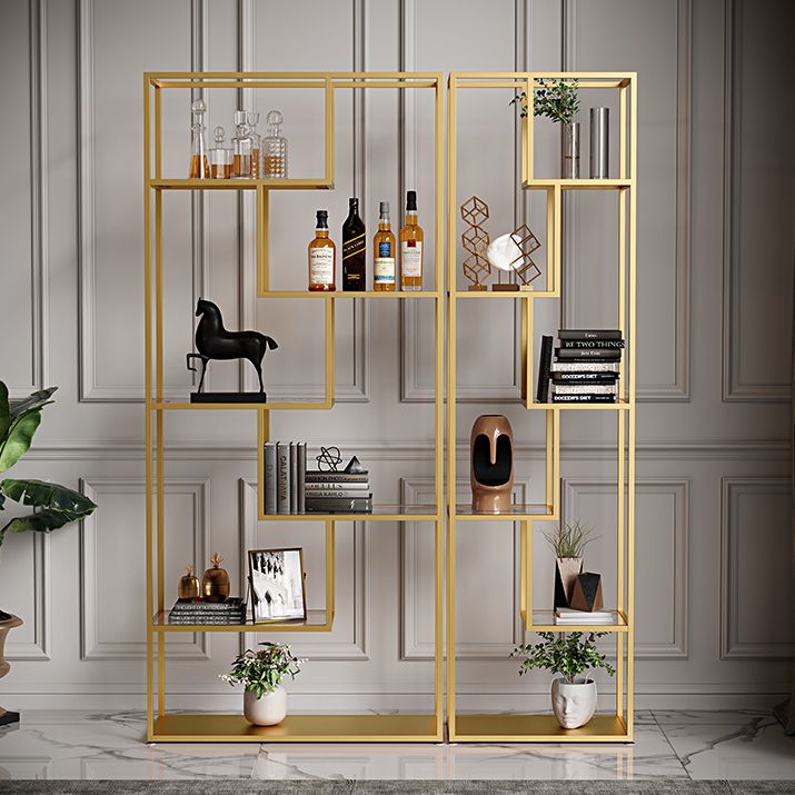 Libreria etagere industriale aperta verticale telaio di ferro invalido scaffale in vetro