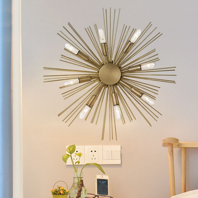 Sputnik Wall Sconce Metal contemporain 8 têtes Finition en or Light Murd Lightture