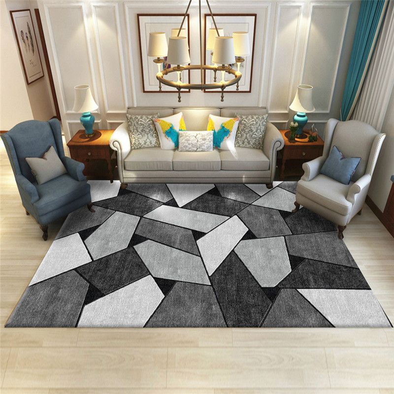 Modern Geometric Indoor Rug Leisure Patchwork Area Rug Polyester Carpet for Living Room