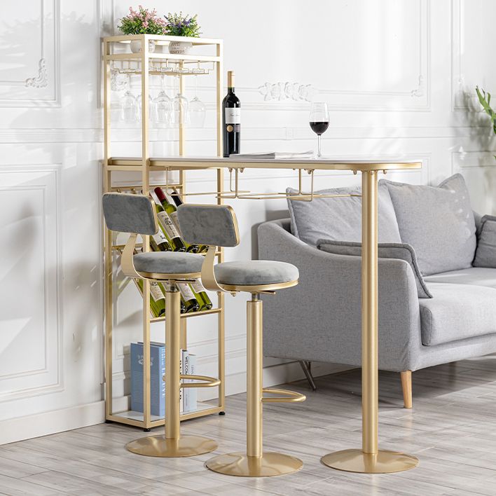 1/3 Piece Adjustable Height Bar Stool and Table Set Sintered Stone Matte Finish Bar Set