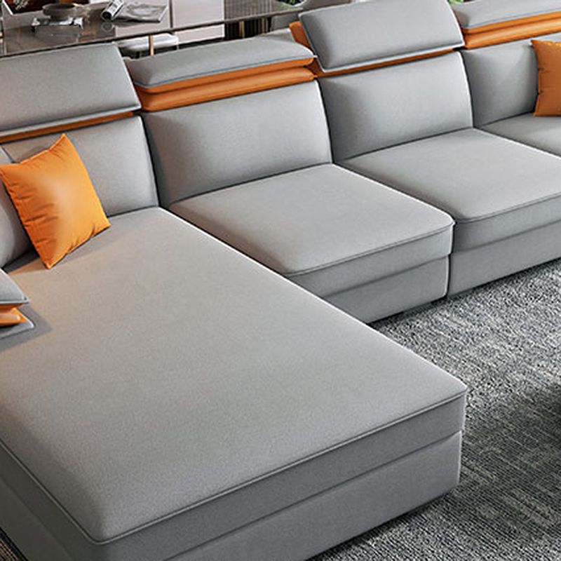 Contemporary 4-Seater L-Shape Sectional Pillow Top Arm Sofa for Living Room