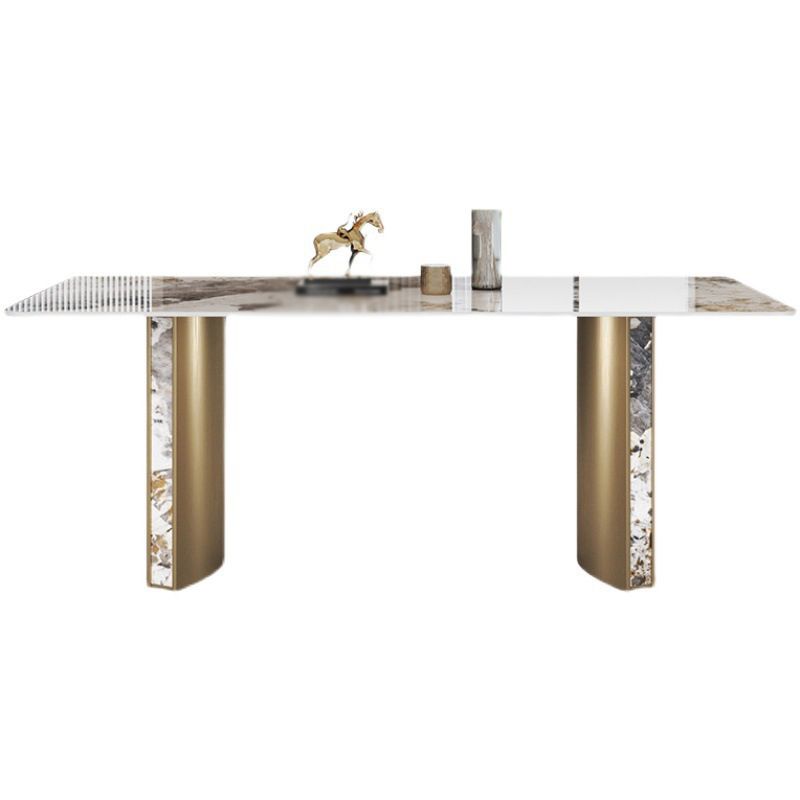 Luxury 1/3/4/5/7 Pieces Dining Set Sintered Stone Top Dining Table with Leather Chairs