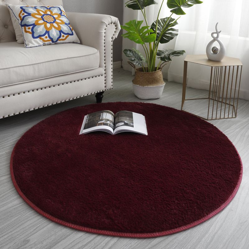 Casual Living Room Rug Multi Colored Solid Color Indoor Rug Polyster Non-Slip Backing Easy Care Carpet