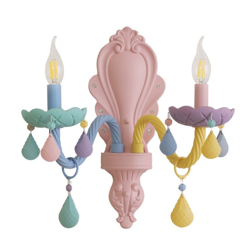 Metal Wall Sconce Lighting Macaron Multi-Color Wall Light Fixture for Bedroom