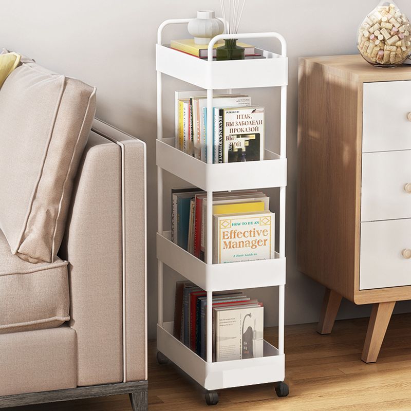 Modern Plastic Bookshelf Pure White Etagere Open Shelf Bookcase