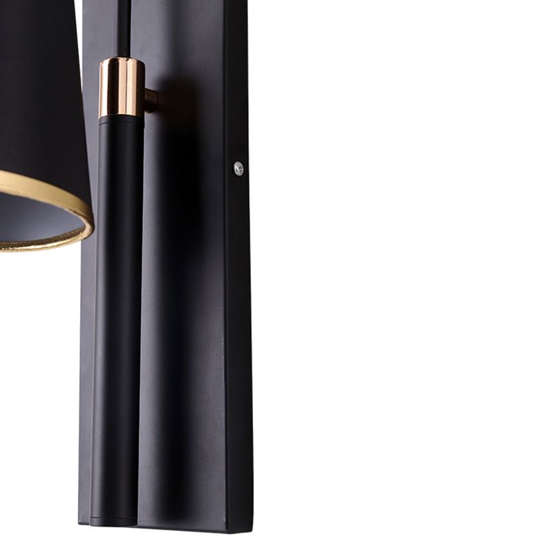 Indoor Wall Lamp with Conical Shade Metal Modernist 1 Head Black/White Wall Mounted Light Fixture for Living Room