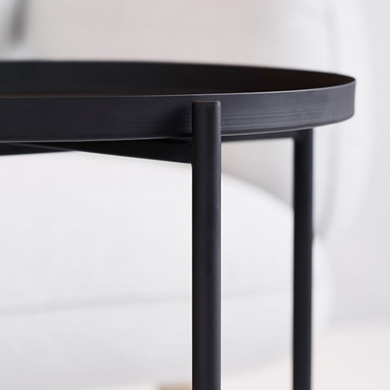 Cross Legs Tray Top Coffee Table Round Metallic Cocktail Table