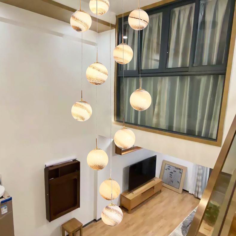 Noordse stijl planeet meerdere lichte hanger vlek glas 12-head trap hangend licht