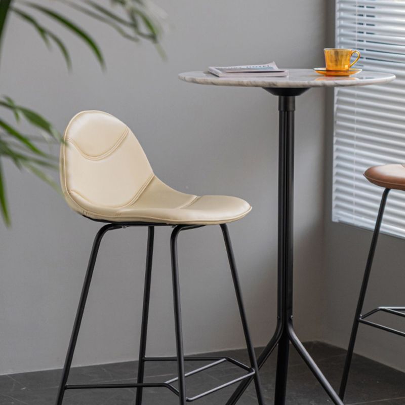 Scandinavian Style Metal Barstool Faux Leather Counter Stool with 4 Legs