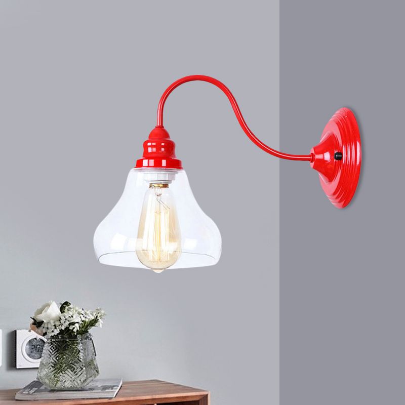 Apparecchio di illuminazione a parete conica industriale 1 lampadina lampadina in vetro in vetro in rosso per bagno