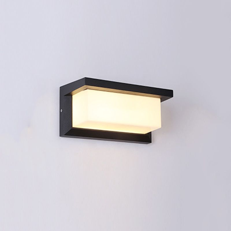 Modern Simple Style Rectangle Shade Wall Sconce Metal 1 Light Sconces inBlack