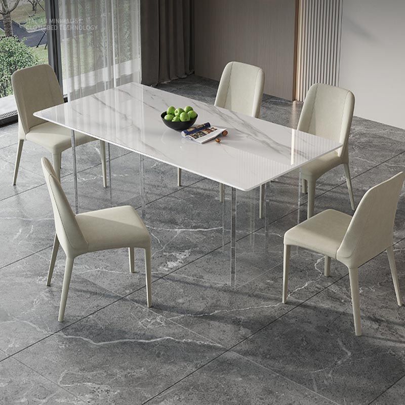 Stone Top Dining Table Modern Rectangle Dining Table with Sled Base