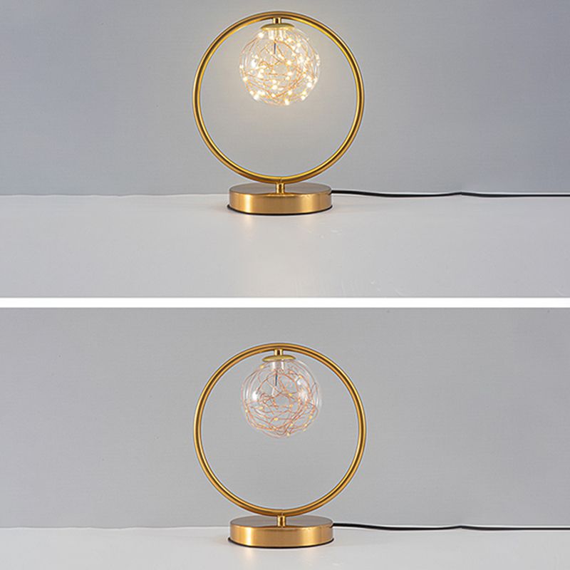 Modern Style Spherical Shape Table Light Glass 1 Light Nightstand Lamps for Bedside
