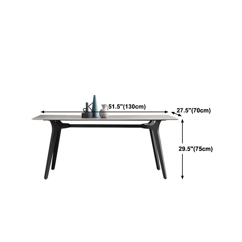 Gray Stone Top Table Rectangle Modern Dining Table with 4 Legs