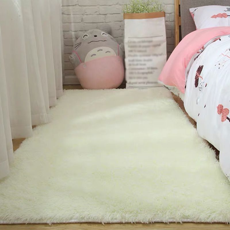 Comfort Soft Indoor Rug Natural Plain Shag Carpet Polyester Stain Resistant Carpet for Bedroom
