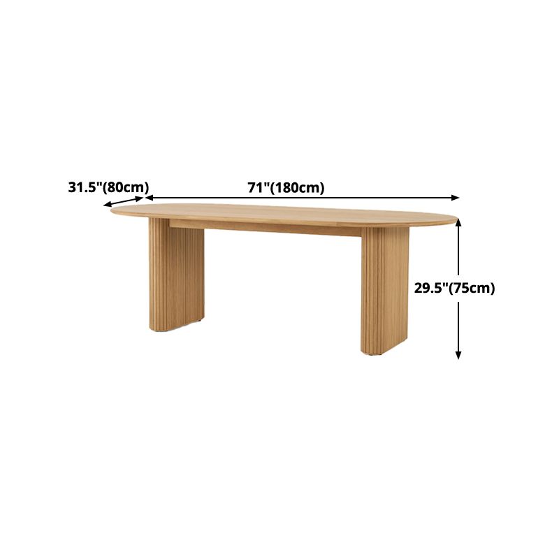 Mesa moderna de doble pedestal oval de madera de madera con madera maciza