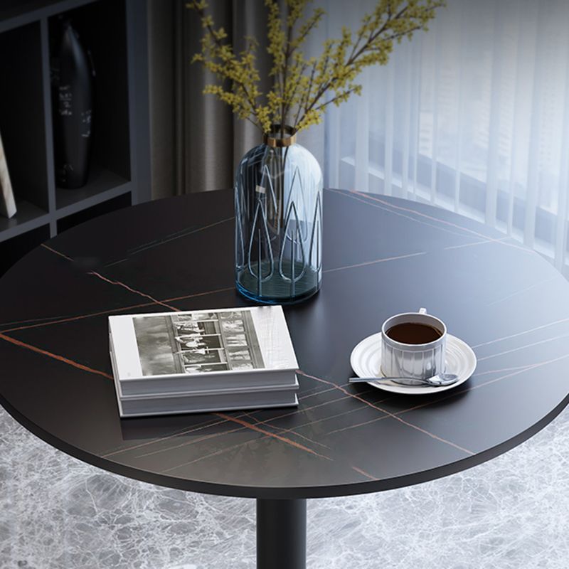 Glam Style Stone Top Dinette Table Metal Base Dining Table for Coffee Shop