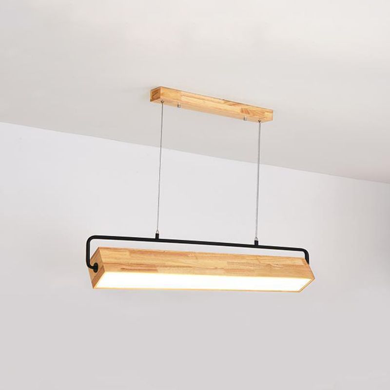 Estilo moderno rectangle colgante de madera ligera 1 lámpara de luz de luz