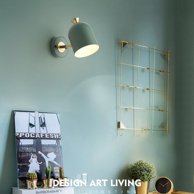 Modern Concise Macaron Wall Lamp Wrought Iron Dome Wall Light for Interior Spaces