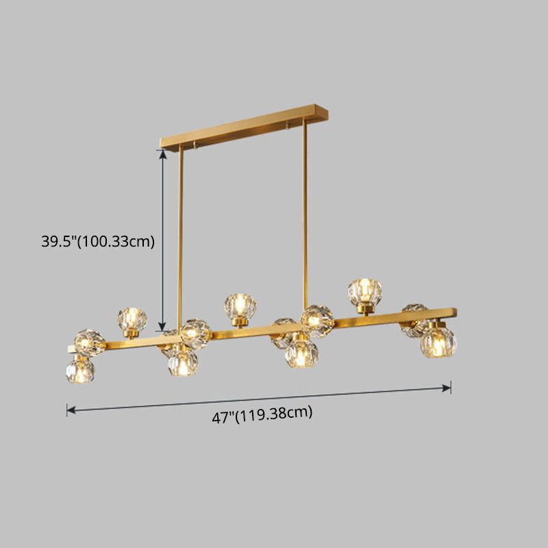 Modern Chandelier Bubble with Shape Island Lights Crystal And Metal Island Lamps in Gold