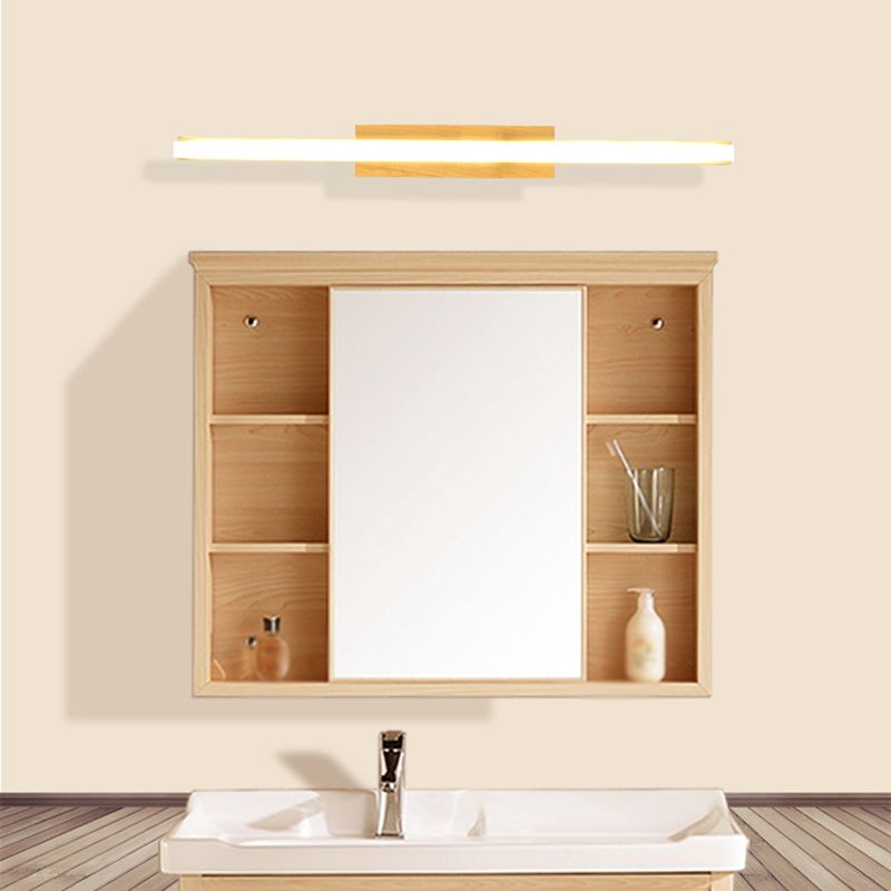Wood Linear Vanity Wall Sconce Modern Style 1 Light Vanity Lighting Fixtures