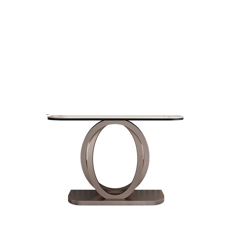Stone Half Moon Console Table 1-shelf 33.46" Tall Accent Table for Hall