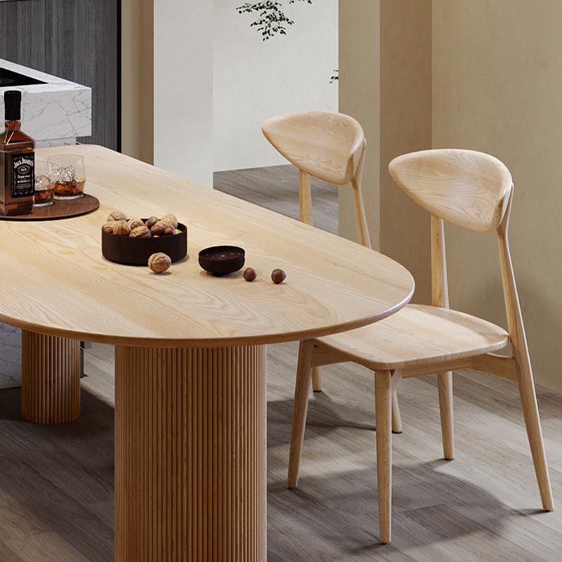 Modern Wood Top Oval Dinette Table Wood Base Dining Table for Living Room