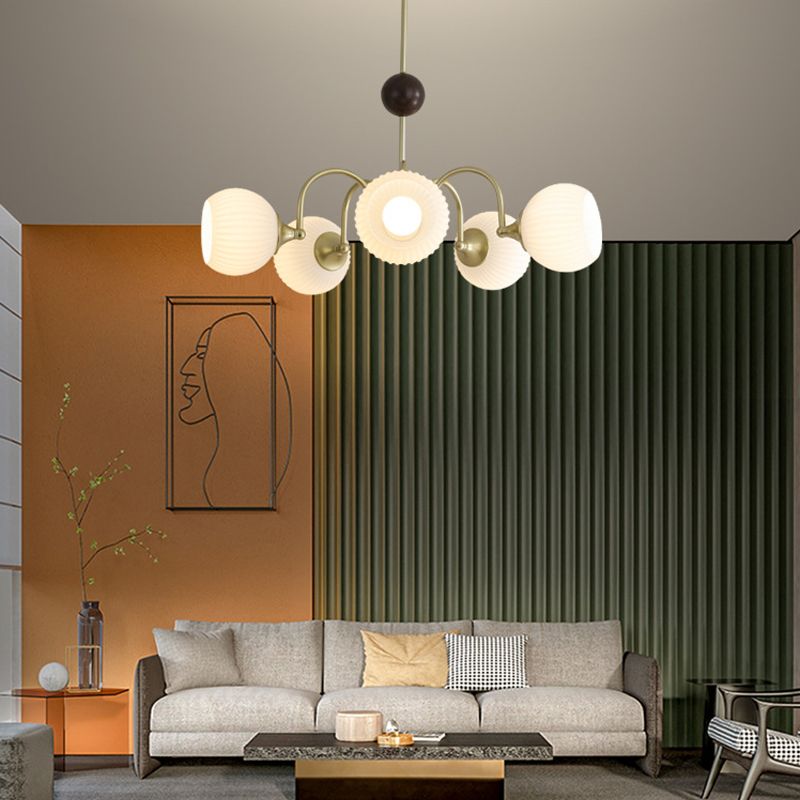 Contemporary Nordic Hanging Light Globe Glass Chandelier for Living Room