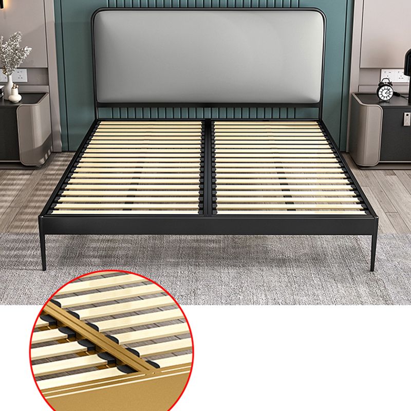 Contemporary Rectangular Headboard Standard Bed with Metal Legs