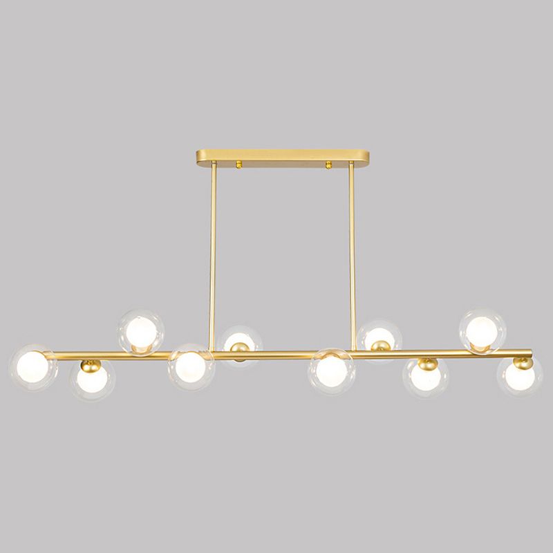 Luz colgante de la isla de hierro forjado de 10 luces en moderna luz de techo radial de vidrio conciso de estilo conciso para lugar comercial
