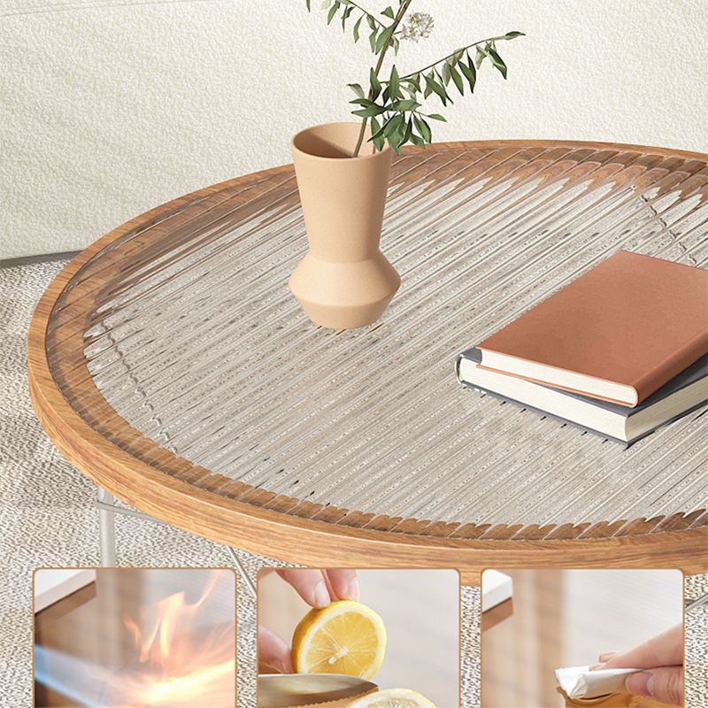 15"H Tropical Coffee Table Glass 4 Legs Coffee Cocktail Table