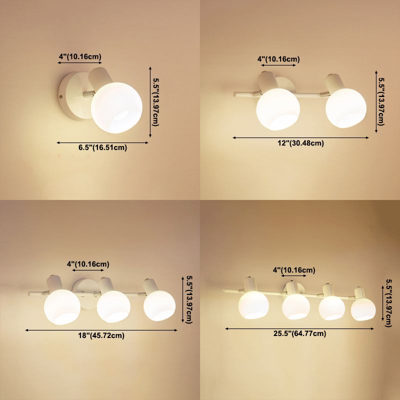 White Glass Bubble Wall Mounted Vanity Lights Modern Style Wall Sconce Lighting