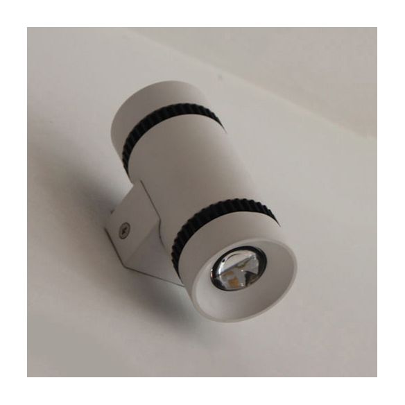 White Cylinder Shade Wall Light Sconce Contemporary Style 2-Head Aluminum Wall Lamp for Outdoor