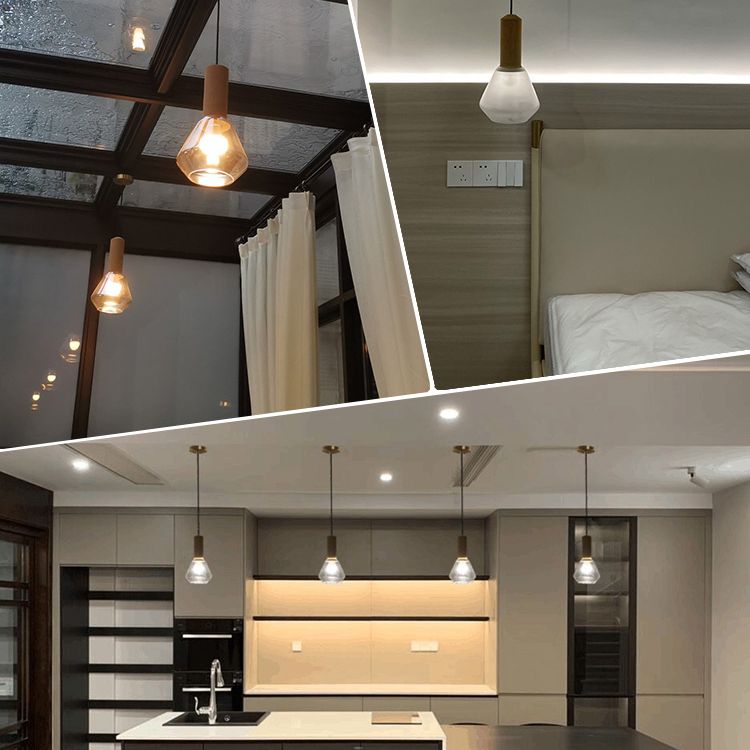 Verre Postmodern Pendant Light 1-Light Copper suspendu plafonnier pour chambre à coucher