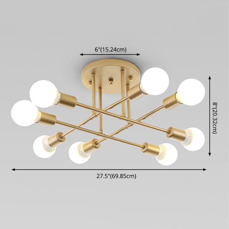 Lineaire Plafond Verlichting Retro Industrieel Ijzer Blootgesteld Lamp Semi Flush Mount Verlichting voor Living Room