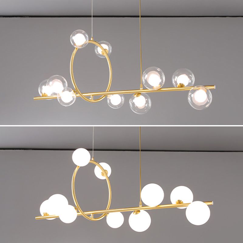 Modern Creative Style Hanging Lamp Gold Glass Island Light Fixture for Dining Room