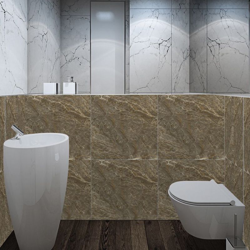 Modern Style Marble Wallpaper Panel Brown Peel and Paste Wall Covering for Bathroom