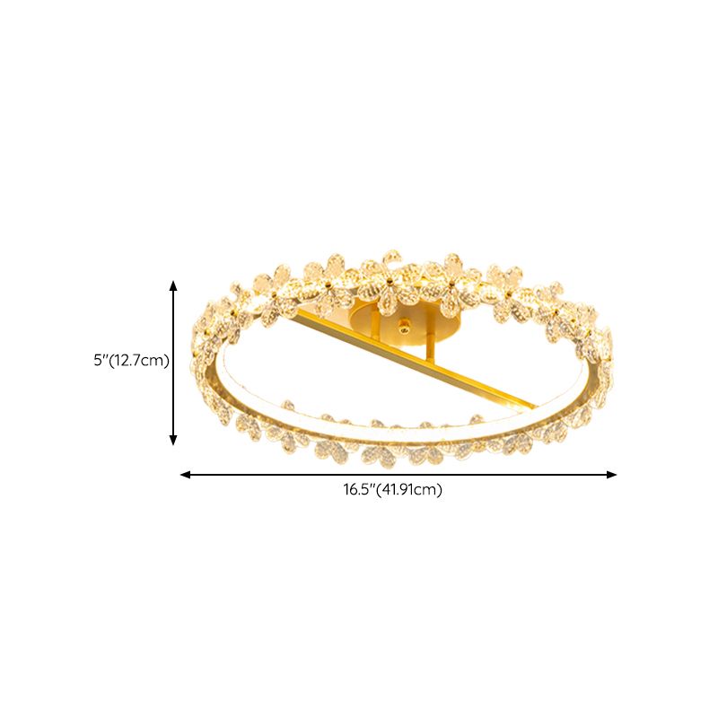 LED Modern Crystal Flush Mount Circle Shape Ceiling Light with Acrylic Shade for Passage