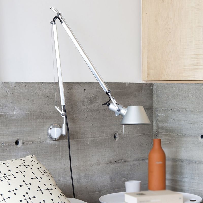 Modern Wall Sconce Linear Shape Vanity Lamp with Metal Shade in Silver for Bathroom